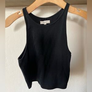 Madewell| Black Cotton High Neck Sleeveless Crop Top, Summer Essential•••